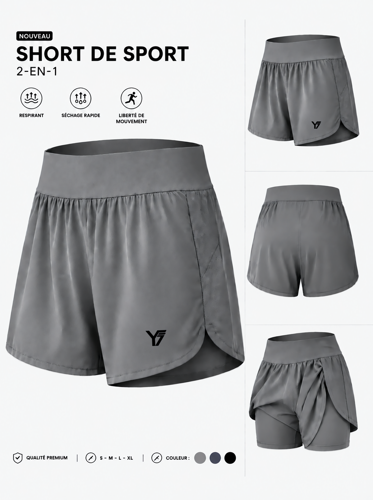 Y7 – Flow
Short de running femme Dri-FIT 2-en-1