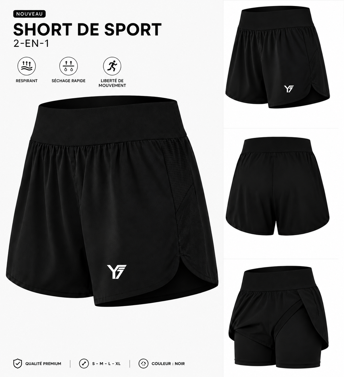 Y7 – Flow
Short de running femme Dri-FIT 2-en-1